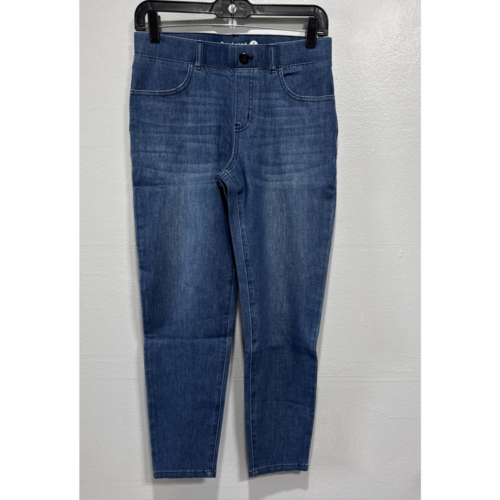 Betabrand Cropped Savannah Yoga Denim Pant Blue S Long Stretch Casual Vacation